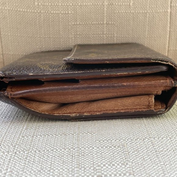 Vintage Louis Vuitton Wallet Card Holder Brown Leather Trifold Purse Made France - Picture 7 of 12